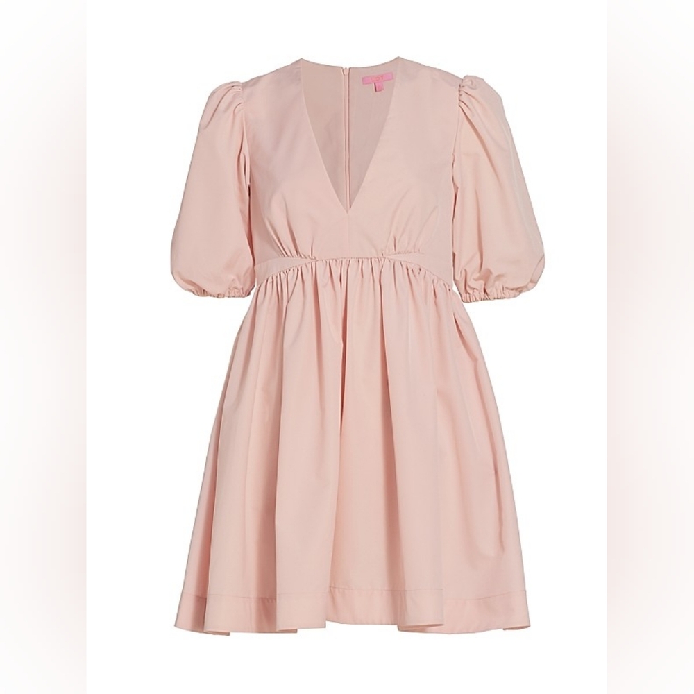 Elegant LDT Blush Light Pink Flared Puff Sleeve Mini Dress Size 4